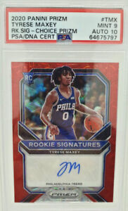2020-21 Prizm Tyrese Maxey Choice Red PSA 9 Auto 10 Rookie Signatures RC
