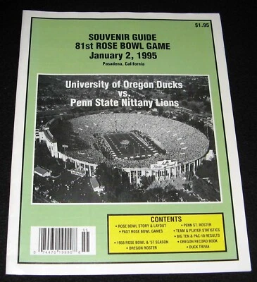 ROSE BOWL 1995 RARO GUÍA LOCAL EUGENE PENN STATE NITTANY LIONS VS OREGON DUCKS Foto 1 de 4