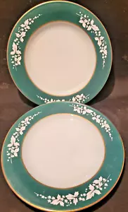 2X Vintage 1960s Pyrex Hawthorn Green SALAD PLATES 8.5" - Picture 1 of 2