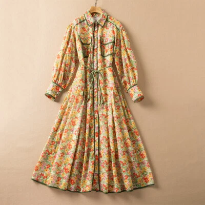 Nuevo Vestido de Algodón Mujer Elegante Estampado Fresco Moda Navidad Solapa SMLXLXXL Foto 1 de 4