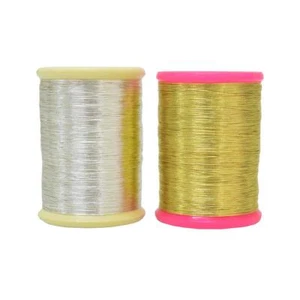 Metallic Zari Embroidery Thread Combo 200 Meter/Roll Gold & Real Silver Plated - Picture 1 of 3