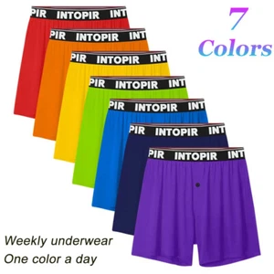 7PCS Mens Loose Boxer Briefs Shorts Underwear Soft Comfortable Casual Underpants - Picture 1 of 19