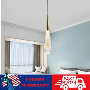 Modern Chandelier Crystal Glass LED Ceiling Light Fixture Rain Drop Pendant Lamp - Picture 1 of 12