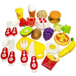 Kids Cutting Food Toy Set 32PCS Pretend Play Kitchen Accessories Fruit Vegetable - Picture 1 of 9