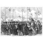 Wimbledon Rifle Meeting - Arrival of the Belgian Riflemen - Antique Print 1866