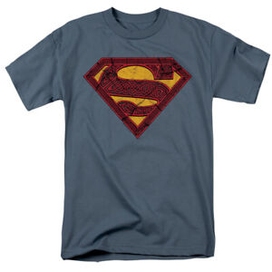 Superman Celtic Shield T Shirt Mens Licensed Classic DC Comics Tee Slate