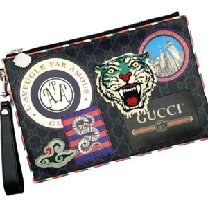 GUCCI Night Courier GG Supreme Tiger Black Clutch Tasche Unisex Rare Used VGC - Bild 1 von 18