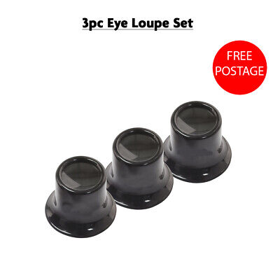 3Pcs EYE LOUPE SET Watchmakers Jewellers Lens Loop Magnifying Eyeglass • 4.72€