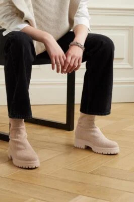 Новый без коробки Gianvito Rossi бежевый Chester вязаный носок зажим подошвы ботинок 38,5 $1,085 - Изображение 1 из 4