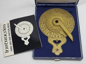 Vintage Bronze/ Brass NOCTURLABIUM NOCTURNAL Astrological Instrument BOX & Flyer - Bild 1 von 11