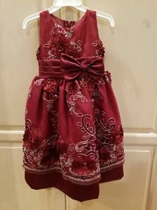SHANIL Young girls size 8 Holiday/Party dress Burgandy silver Sequin appliques  - Picture 1 of 5