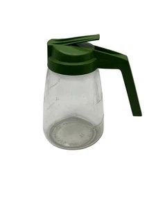 Vintage Federal Housewares Glas Sirup Spender Krug grüner Deckel Chicago USA - Bild 1 von 4