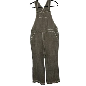 J Jill Overalls Women Small Linen Striped Relaxed Lagenlook Beachy Minimalist - Picture 1 of 13