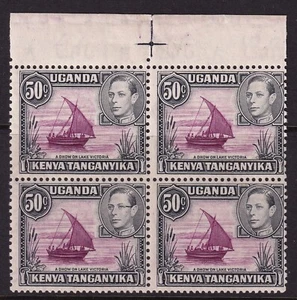 KUT SG144a 50c Block - Rope Not Joined (Bottom left stamp) MNH Cat 425 Pounds - Picture 1 of 2