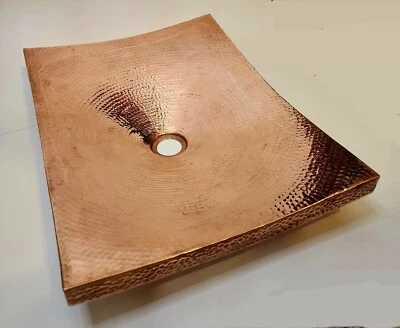 长方形手锤铜顶安装水槽 W15"xL20"×H3 1/4"" 重量 11.12 磅 — 第 1/4 张图片