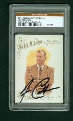 Jim Calhoun Autographed 2014 Topps Allen & Ginter Card #259 UCONN HGA Encased - Image 1 of 2