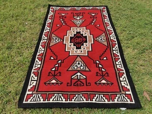 5x8 Wool Navajo Rug Southwestern Pattern Housewarming Area Rug Native Wool Rug - Picture 1 of 6