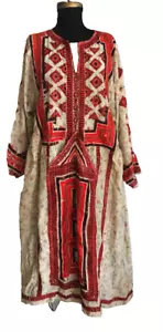 Antique Hungarian Embroidered Hippie Boho Festival Smocked Dress Pocket L - Picture 1 of 9