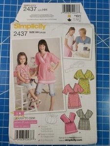 Adorable top pulóver Simplicity 2437 para niños y niñas en dos longitudes talla 3~4~5~6 - Imagen 1 de 6