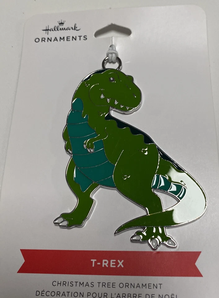 Hallmark T-Rex Flat Metal Christmas Tree Ornament Dinosaur