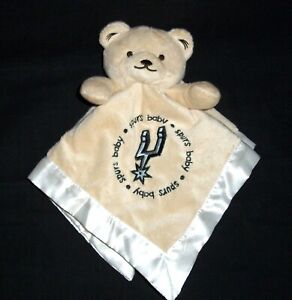 Baby Fanatics San Antonio Spurs Bear Blanket Tan White Satin Security Lovey 