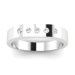 0.29 Ct Round Natural Diamond Engagement Men's Band 14K White Gold Ring Size 9 - Picture 1 of 5