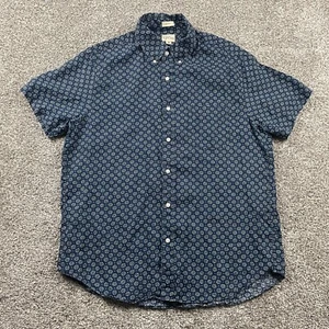 Camicia J Crew uomo media classica blu floreale lino campeggio escursione coda trekking outdoor - Foto 1 di 11
