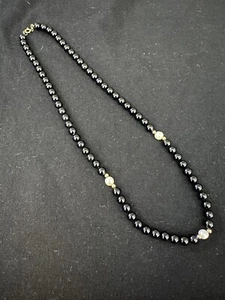 14K Yellow Gold Beads & Clasp Onyx Pearl Beaded Necklace 18" 21.8g - Picture 1 of 9