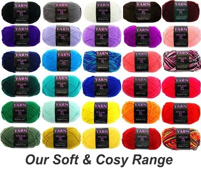 Soft & Cozy 8 Ply Acrylic Yarn 100g Balls – Knitting & Crochet Wool + Needles - image 1 of 4