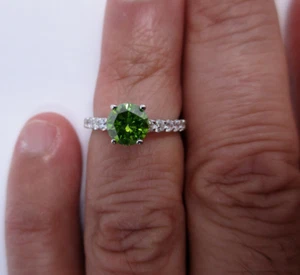 14K Gold Diamond Engagement Ring Center=1.15 Carat Green-SI2 Enhanced Value=$13K - Picture 1 of 11