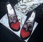 REDUCED!! Irregular Choice Black Glitter Red Love Heart Shoes UK 8