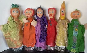 OBSTKOPF HANDPUPPEN Vintage 50er Jahre CRAGSTAN SPIELZEUG Lot 6 Bananen TRAUBEN Ananas - Bild 1 von 10