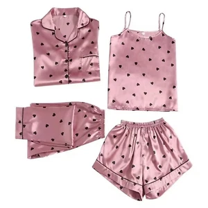 Womens Bamboo Pajama Sets Soft V Neck Sleepwear Short Sleeves Top with Pants Pjs - Picture 1 of 12