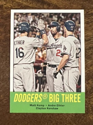 2012 Topps Heritage  Matt Kemp- Clayton Kershaw #412 Dodgers Baseball Card - Image 1 of 2