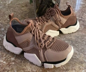New ZARA Women's Beige Lace Up Combination Sneakers Size EU 40/US 9 - Picture 1 of 10