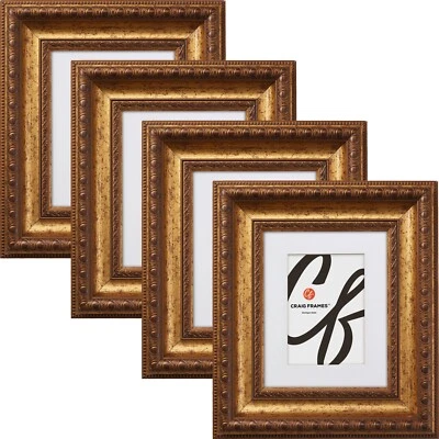 Arqadia Gothic,3.12 英寸老年金色相框带白色垫子,4 件装 — 第 1/4 张图片