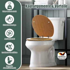 MDF Toilettensitz Toilettendeckel Stabile Scharniere WC Sitz mit Absenkautomatik - Bild 1 von 6