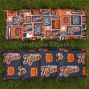 Cornhole Bean Bags Set of 8 ACA Regulation Bags Detroit Tigers Free Shipping - Picture 1 of 2