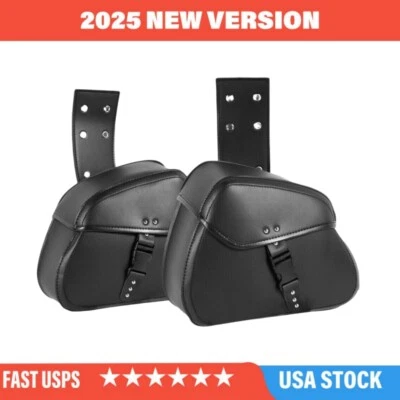 PU Saddle Bags Saddlebag For Yamaha V Star XVS 650 950 1100 1300 Custom Classic - Image 1 of 4