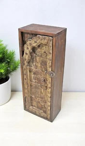 Reclaimed Wooden Wall Hanging Storage Cabinet Original Old Window Metal Fitted - Picture 1 of 7
