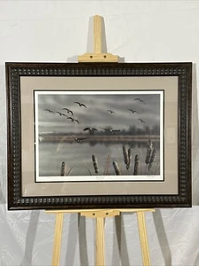 Obra de arte enmarcada Ducks ilimitada edición limitada Richard Clifton arte cola de gato estanque - Imagen 1 de 9