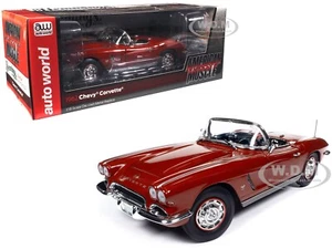 1962 CHEVROLET CORVETTE CONVERTIBLE MAROON "HEMMINGS" 1/18 BY AUTO WORLD AMM1338 - Picture 1 of 7