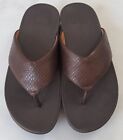 FITFLOP SWOOP SHIMMYSNAKE SIZE 6/39 BROWN LEATHER FLIP FLOPS GOOD COND'N FREEp&p
