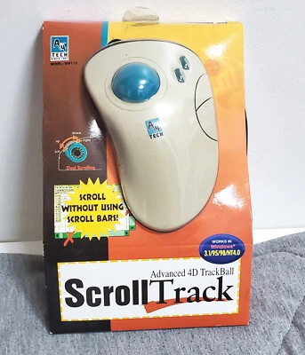 NOS vintage SCROLLTRACK trackball - Windows 3.1 95 98 - dual wheel programmable - Image 1 of 2