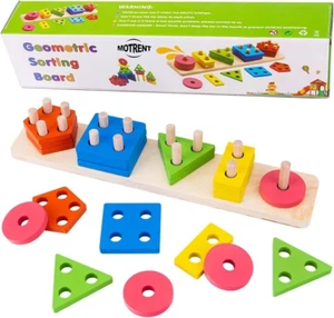 Montessori Toys for 1 2 3 Year Old Boys Girls, Wooden Shape Sorter Toy for Toddl - Picture 1 of 12