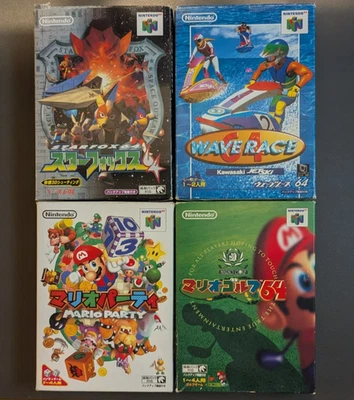 4x N64 Games. Tested. CIB. Starfox, Waverace, Mario Party, Mario Golf. Japanese - Image 1 of 4