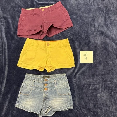 Lot of 3 old navy refuge Women’s junior chino denim purple yellow Shorts Size 0  - Image 1 of 4