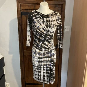 Max Mara Weekend Women’s Brown 3/4 Sleeve Abstract Cowl Neck Ruched Dress XL - Picture 1 of 7