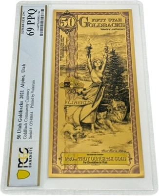 2021 Utah 50 Goldback PCGS 69 (Libertas, Liberty) - Image 1 of 3