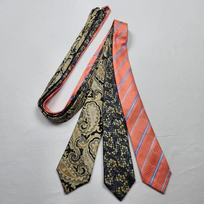 SEAN JOHN Corbata de Seda Coral Negro Dorado Lote de 3  Foto 1 de 4